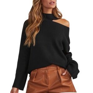 VICI x Fate Indulgence Choker Cutout Ribbed Knit Sweater XS Black NEW